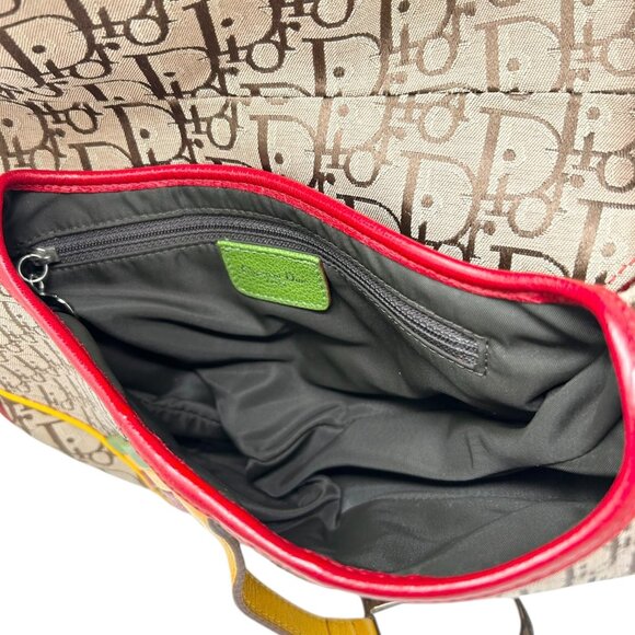 Christian Dior Vintage 2004 Trotter Monogram Logo Saddle Bag Rasta [105655] - Picture 12 of 13